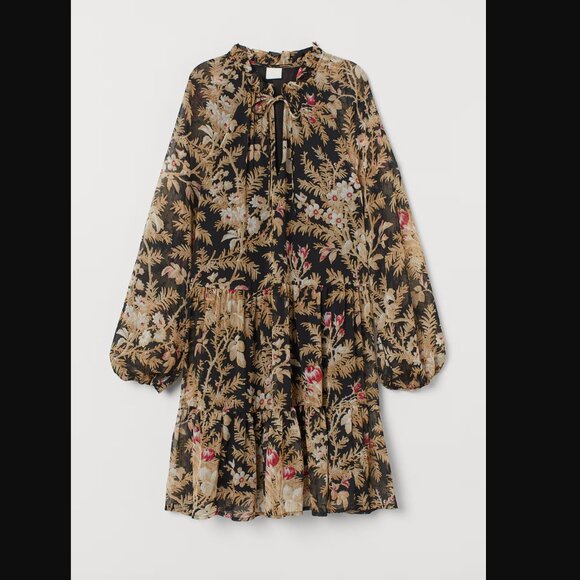 H&M Chiffon dress - black/floral - Picture 1 of 3
